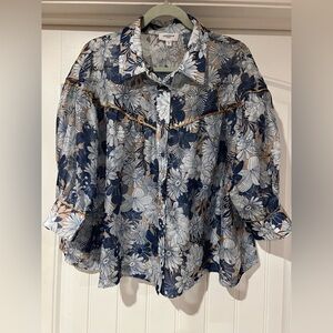 Annie Wear sheer floral top size M